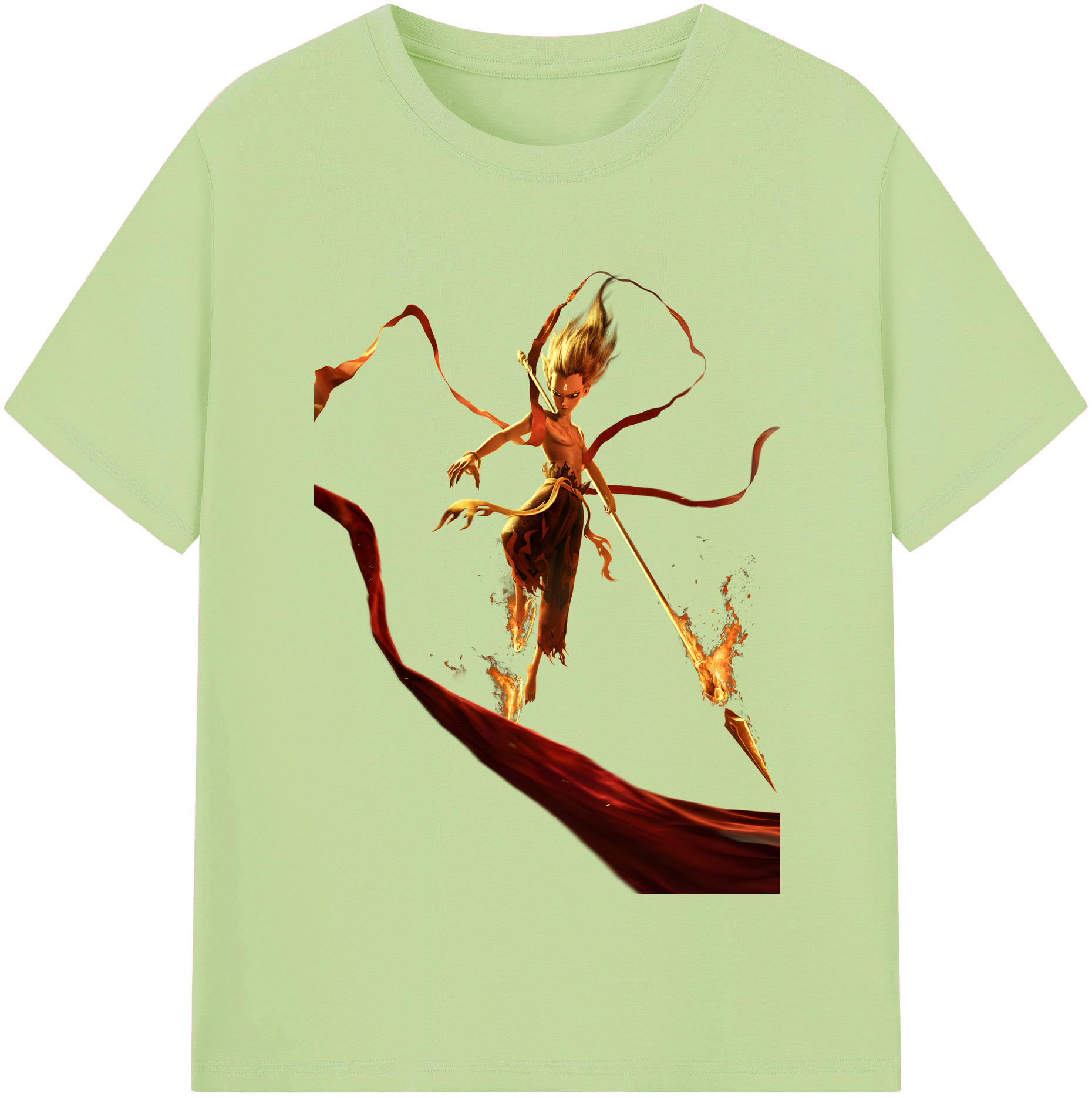 （画像用） Ne Zha 2 ナタ 魔童の大暴れ 綿100％半袖Tシャツ（フロントプリント）